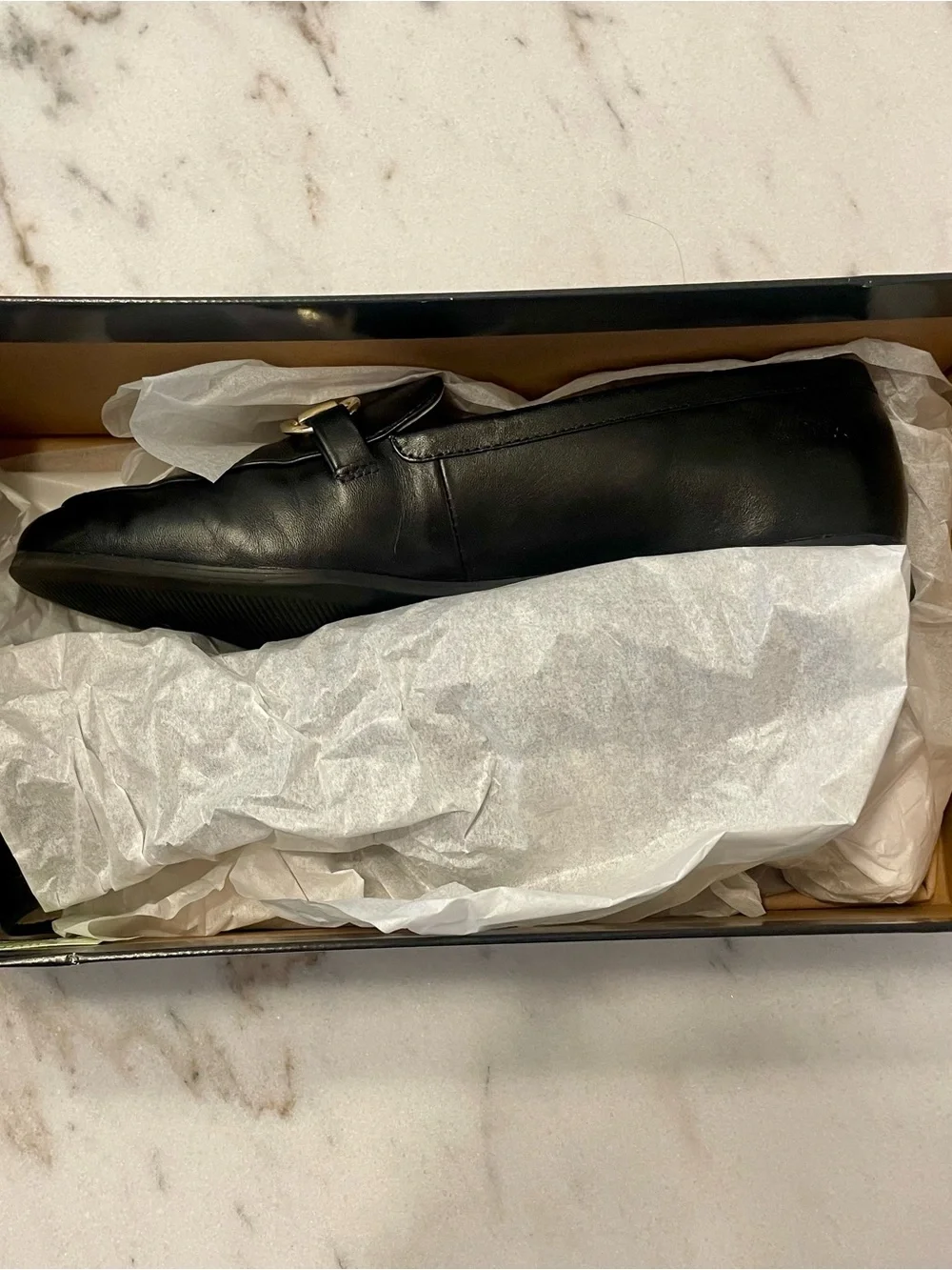 Alfani Black Leather Loafers with Gold-Tone Horsebit